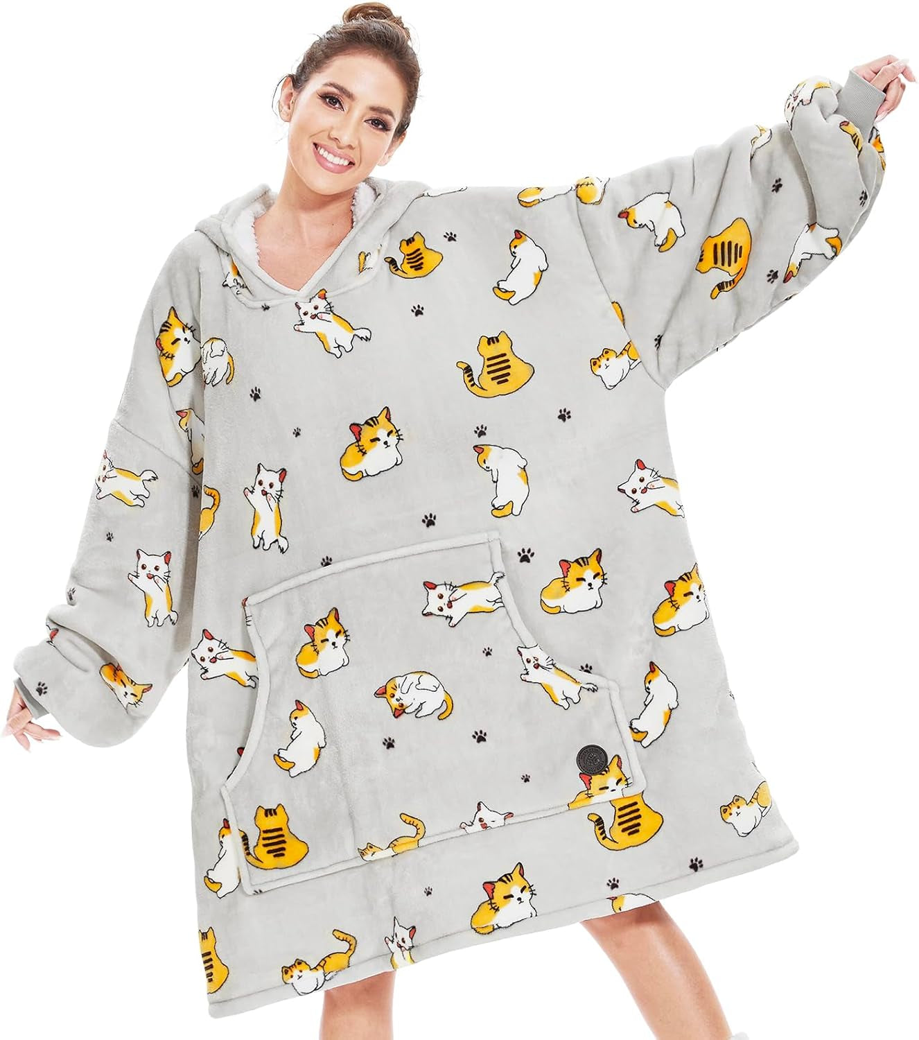 Wearable Blanket Hoodie, Oversized Sherpa Sweatshirt Blanket for Adults Women Men, Warm Cozy Hooded Blanket, Gifts for Mom Girlfriend