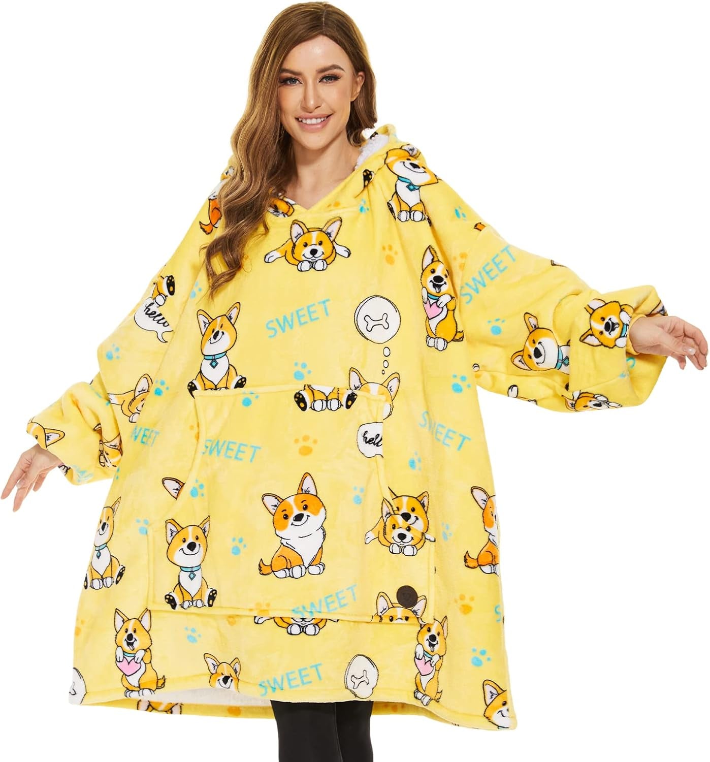 Wearable Blanket Hoodie, Oversized Sherpa Sweatshirt Blanket for Adults Women Men, Warm Cozy Hooded Blanket, Gifts for Mom Girlfriend