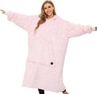 Wearable Blanket Hoodie, Oversized Sherpa Sweatshirt Blanket for Adults Women Men, Warm Cozy Hooded Blanket, Gifts for Mom Girlfriend