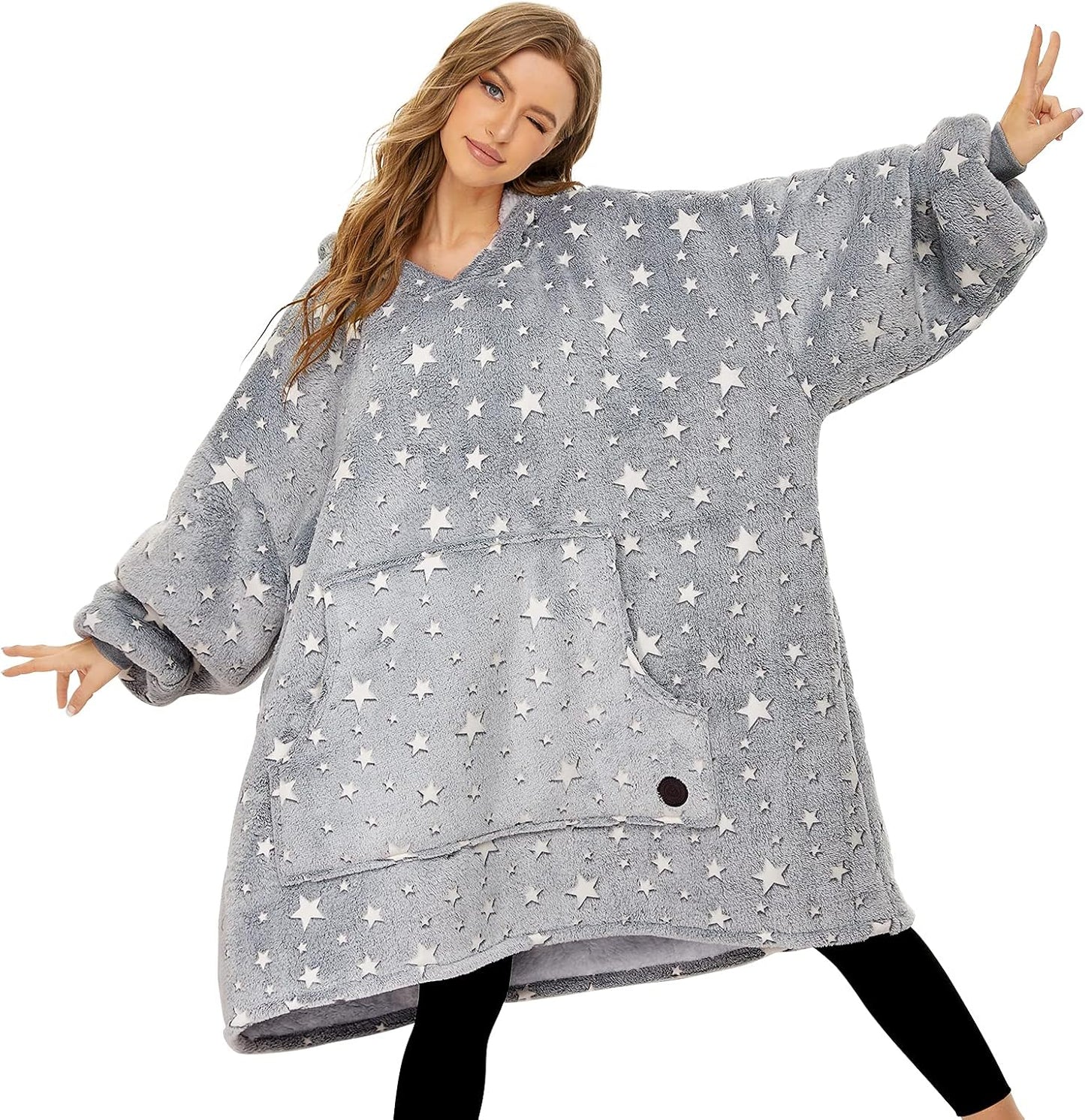 Wearable Blanket Hoodie, Oversized Sherpa Sweatshirt Blanket for Adults Women Men, Warm Cozy Hooded Blanket, Gifts for Mom Girlfriend