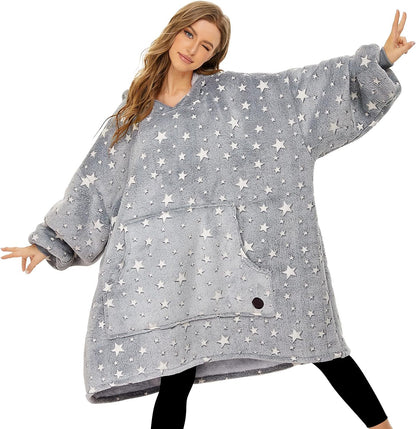 Wearable Blanket Hoodie, Oversized Sherpa Sweatshirt Blanket for Adults Women Men, Warm Cozy Hooded Blanket, Gifts for Mom Girlfriend